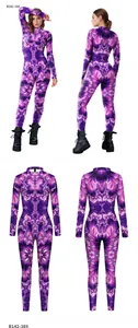 Close-up of mechanical fractal flower digital print on elastic bodycon bodysuit