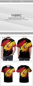 Close-up of Spain flag print fabric texture and 88% polyester spandex material details