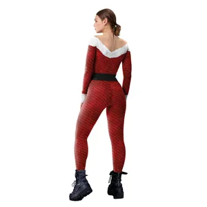 Body de Noël rouge avec bordure en fausse fourrure et motif d'écailles, vue de dos latérale