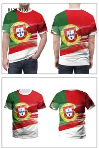 Detail view of Portugal flag football jersey featuring digital national emblem print