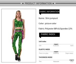 Detail of St. Patrick's clover print yoga set showing fabric texture and stretch specs