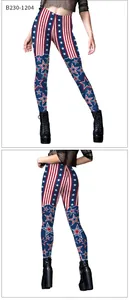 Vue détaillée avant et arrière du legging de yoga avec motif drapeau américain