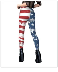 Vue arrière du legging drapeau américain vintage avec coupe ajustée et détails imprimés