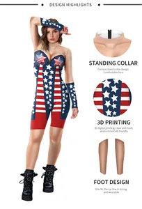 Nahaufnahme von 3D-Digitaldruck mit Sternen und Streifen auf dem USA-Flaggen-Body mit Stehkragen