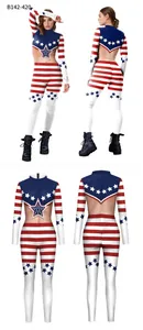 Detail der USA-Flaggen-3D-Druck-Bodysuit für Feiern am 4. Juli, Nationalstil