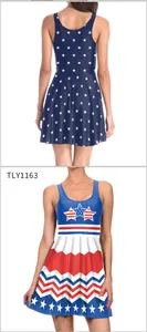 Détail de robe sans manches avec motifs patriotiques d'étoiles et de rayures américaines
