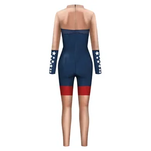 Damen Unabhängigkeitstag Jumpsuit 3D Digitaldruck Amerikanische Flagge Sterne Streifen Langarm Stehkragen Polyester Spandex Bodysuit