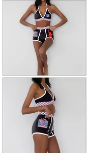 Women's 2-piece set with Happy President Day digital print and patriotic graphics
