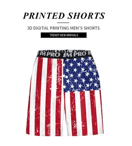 Detail of USA flag print boxer briefs with vintage 3D texture and elastic waistband