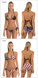 Detailansicht der USA Independence Day Bikini-Sets mit Adler- und Flaggenmotiven