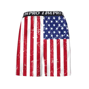 Men's American flag print boxer briefs with vintage stars and stripes pattern design