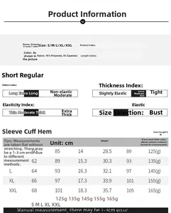 Tableau des tailles pour t-shirt col V avec mesures détaillées et tissu spécifié