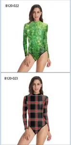 Détails des maillots de bain à manches longues avec imprimés 3D floraux et à carreaux