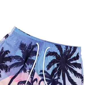 Short de plage pour hommes avec imprimé tropical, séchage rapide et taille élastiquée
