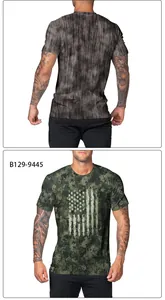 Detail of men's Independence Day T-shirt with vintage American flag print and stripes