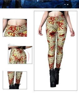 Détails du legging momie d'Halloween avec taille haute élastique et motifs d'yeux