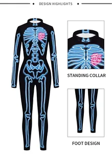 Détails du col montant et de la conception des pieds sur le body squelette néon