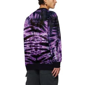 Sweat-shirt tie-dye violet et noir avec imprimé tête de mort et bords-côtes Halloween