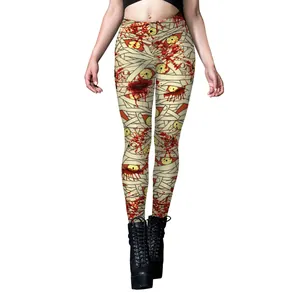 Leggings d'Halloween pour femmes avec imprimé bandage de momie et taches de sang