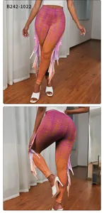 Detail of Little Mermaid leggings with holographic fin 3D accents and fish scale print