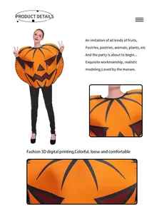 Detail view of pumpkin cosplay costume with 3D digital printing for Halloween party