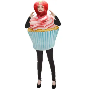 Adult strawberry cupcake mascot costume for Halloween party and stage performance outfits