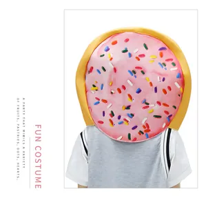 Pink donut party costume headpiece with colorful sprinkles for fun stage performance