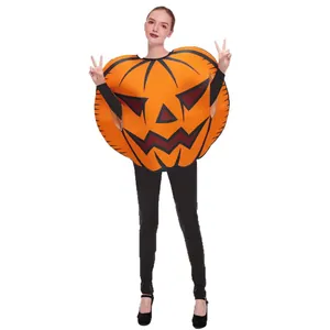 Adult Halloween pumpkin costume with classic Jack-o'-lantern face for carnival parties