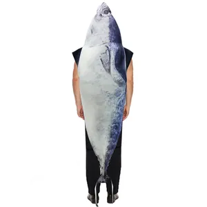 Realistic 3D digital print tuna fish funny cosplay costume for Halloween party