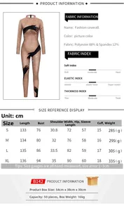 Detailed size chart and fabric specifications for the digital print long sleeve bodysuit
