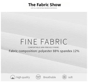 Détail du tissu de haute qualité 88% polyester et 12% spandex montrant la texture respirante