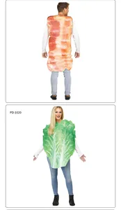 Détails de costumes alimentaires avec imprimés bacon et laitue pour fêtes d'Halloween