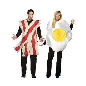 Panoplie de déguisement bacon et œuf au plat pour adultes et couples lors d'Halloween