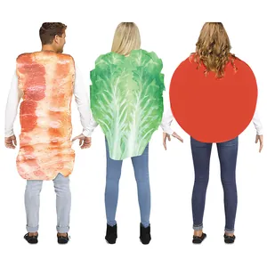 Costumes de groupe sandwich BLT rigolos pour Halloween avec bacon laiton et tomate