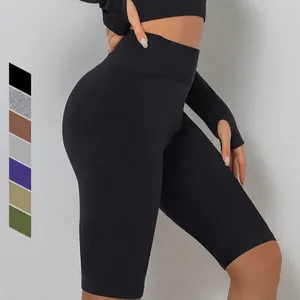Short de Cycliste à Taille Haute pour Femmes Sans Couture Gainant Yoga Shorts Respirant Sculptant Fitness Gym Leggings