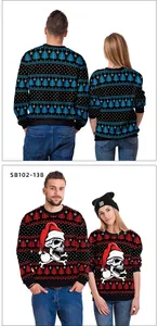 Detailansicht des Weihnachts-Sweatshirts mit Totenkopf- und Schneeflocken-Aufdruck