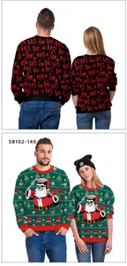 Detailansicht von Weihnachts-Sweatshirts mit HO HO HO und Totenkopf-Weihnachtsmann-Druck