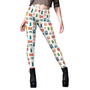 Legging de yoga taille haute pour femme avec motifs imprimés de boîtes cadeaux de Noël