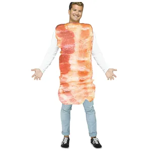 Realistic bacon slice printed party costume for adults, perfect for Halloween stage cosplay