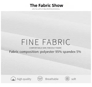 Detail of soft 95% polyester and 5% spandex fabric with fine breathable texture