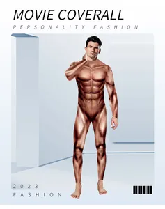 Detalle del creativo estampado digital de músculos en el mono 3D para hombre