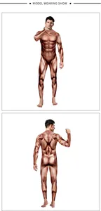 Vista frontal y trasera de un mono con estampado realista de cuerpo musculoso