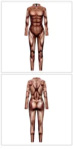 Detalle frontal y trasero del body con estampado 3D de tejido muscular realista