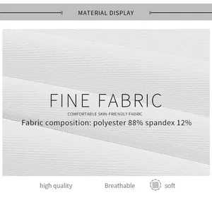 Détail du tissu blanc en 88% polyester et 12% élasthanne pour pantalons de yoga