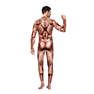 Mono de anatomía muscular para hombre con estampado digital 3D y cremallera en la espalda