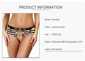 Detailsicht der Weihnachts-Panty mit Hirschdruck und Materialangaben aus Polyester