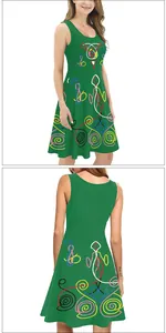 Vue avant et arrière de la robe sans manches Saint-Patrick avec motifs géométriques