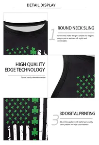 Détail du débardeur Saint-Patrick avec motif trèfle et finitions des coutures
