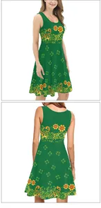Vues détaillées avant et arrière de la robe de la Saint-Patrick avec trèfles et tournesols