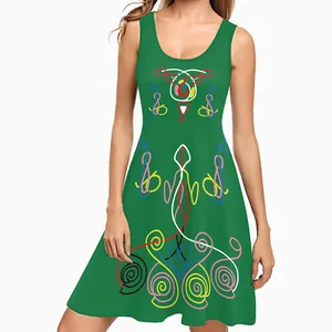 Robe trapèze sans manches pour femme avec motifs abstraits vibrants de la Saint-Patrick